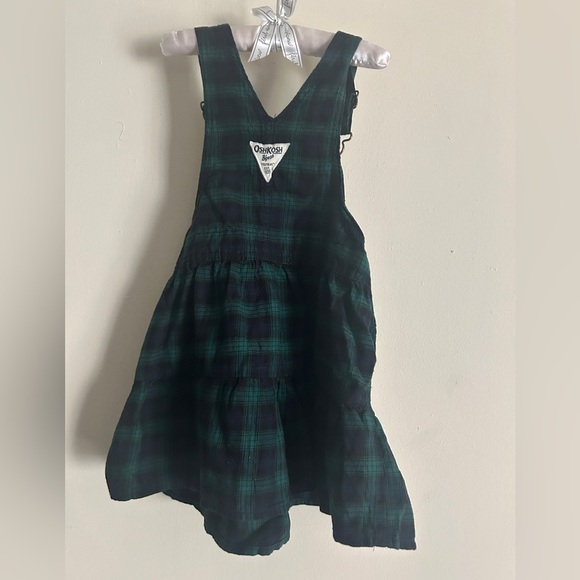 NWT OshKosh B’Gosh Girls Flannel Plaid Overall Dress SIZE 3T - Picture 2 of 7